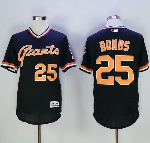 Giants #25 Barry Bonds Black Flexbase Authentic Collection Cooperstown Stitched MLB jerseys - Click Image to Close
